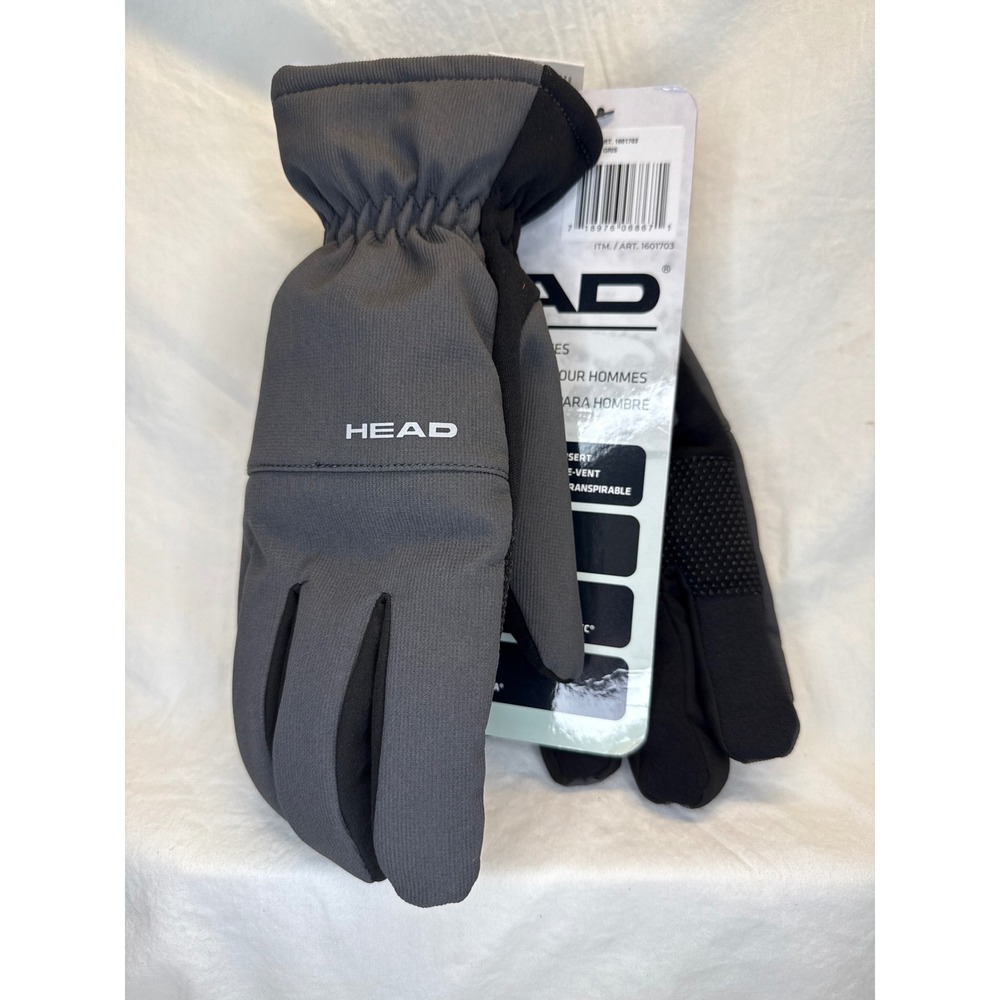 Head Mens Waterproof Windproof Ski Gloves Gray Black Size Large 1601703